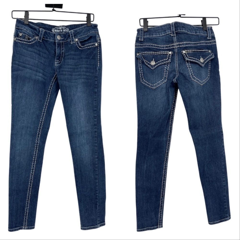 Paisley Sky Dark Denim Flap Pocket Stretch Jeggings | Size 4